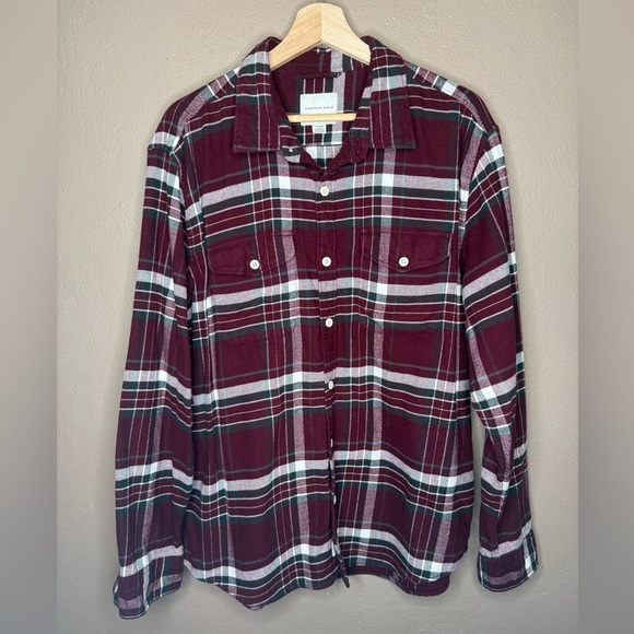 American Eagle Men's Burgundy Super Soft Plaid Flannel Shirt XL 100% Cotton Fall - Picture 2 of 13